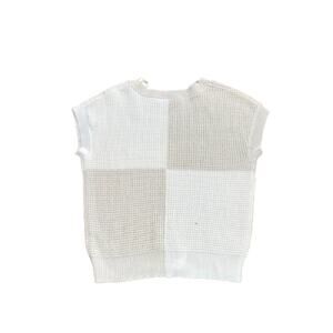 Moon & Madison Women's Cream Tan Colorblock Cotton Blended Vest Sweater Size S